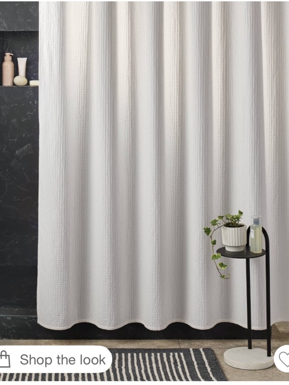 Relaxed Waffle Weave Shower Curtain Ivory/white THRESHOLD 72x72” New